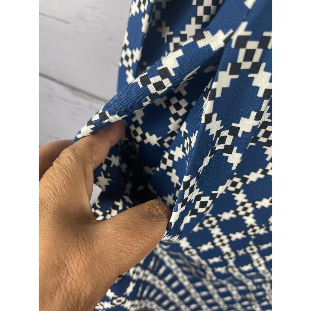 UNTUCKit Shirt Dress Womens 4 Blue Geometric Long Sleeve Knee Length Pockets - Picture 6 of 14